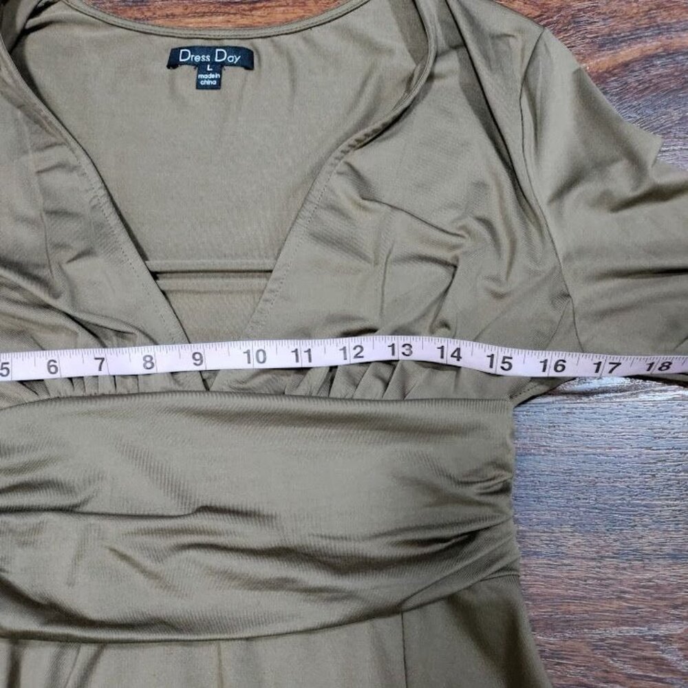 Dress Day Long Sleeve Slit Boho Whimsy Cocktail Formal Maxi Dress Nude Large - Picture 8 of 8